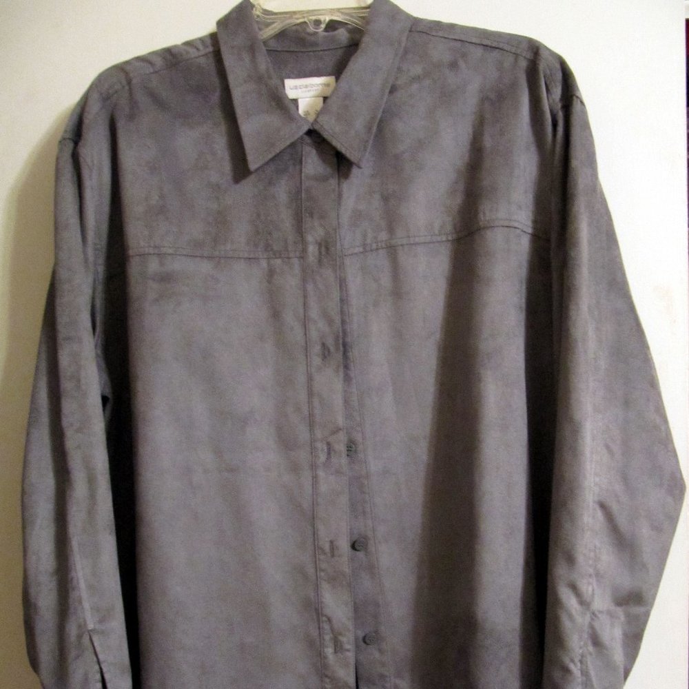 LIZ SPORT Relaxed Fit Microsuede Shirt – XL - NWT